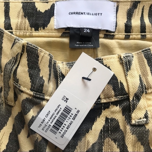 NWT Current/Elliott Zebra Jeans Y2K Street Style Cropped Straight Leg Size 24 - Picture 15 of 17
